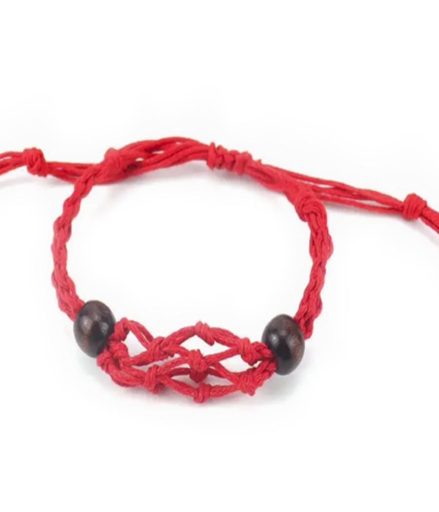 Pulsera de Macrame para Piedras Preciosas 20-28cm - Rojo