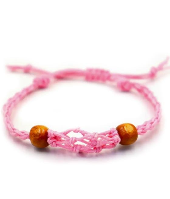 Pulsera de Macrame para Piedras Preciosas 20-28cm - Rosa