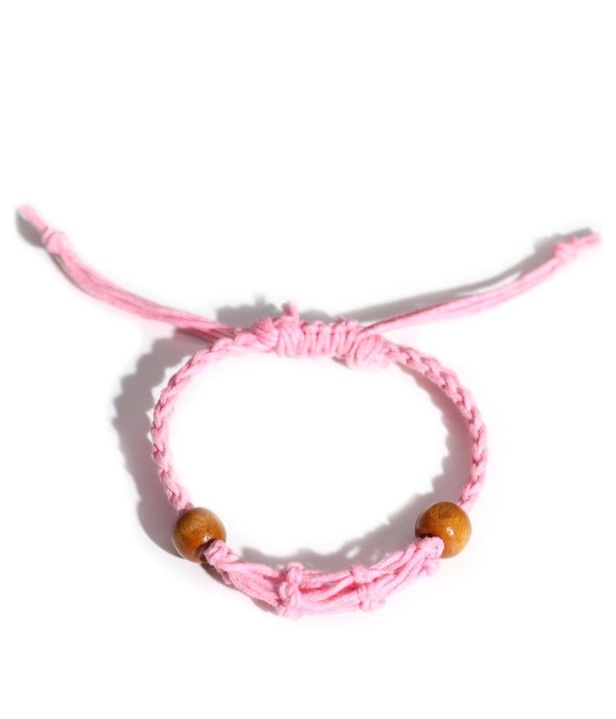 Pulsera de Macrame para Piedras Preciosas 20-28cm - Rosa