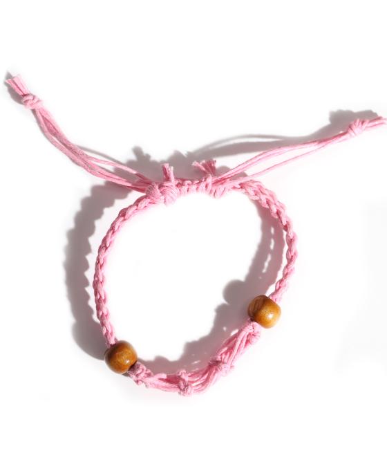 Pulsera de Macrame para Piedras Preciosas 20-28cm - Rosa