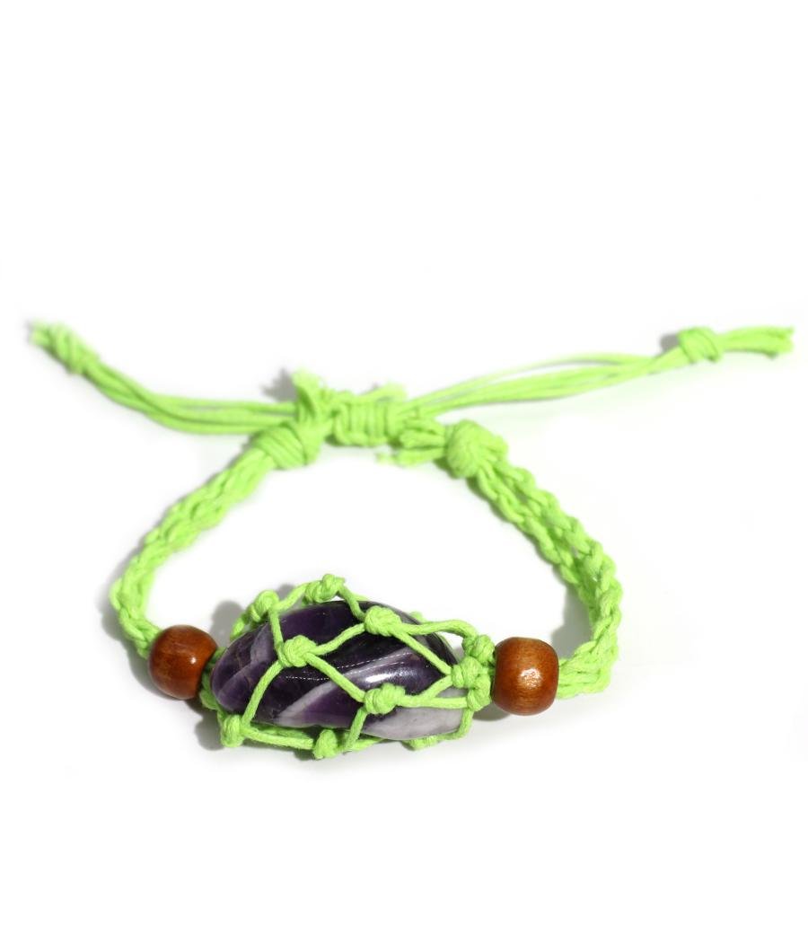 Pulsera de Macrame para Piedras Preciosas 20-28cm - Verde