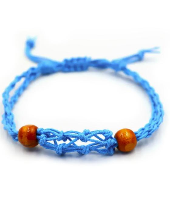 Pulsera de Macrame para Piedras Preciosas 20-28cm- Azul