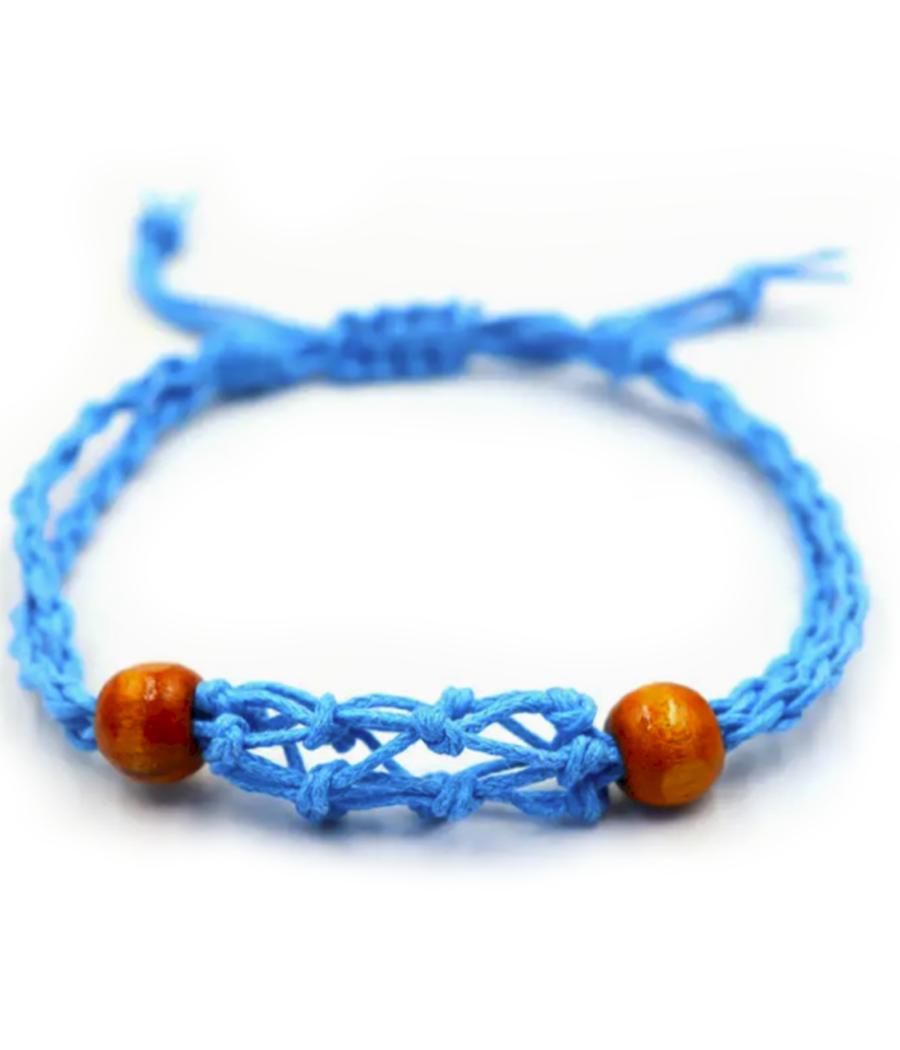 Pulsera de Macrame para Piedras Preciosas 20-28cm- Azul