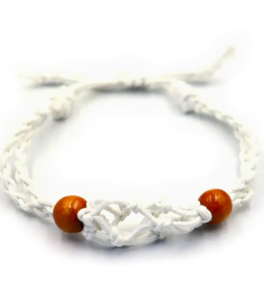 Pulsera de Macrame para Piedras Preciosas 20-28cm - Blanco