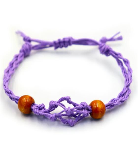 Pulsera de Macrame para Piedras Preciosas 20-28cm - Purpura