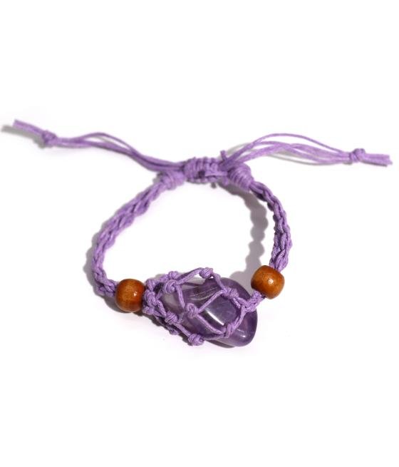 Pulsera de Macrame para Piedras Preciosas 20-28cm - Purpura