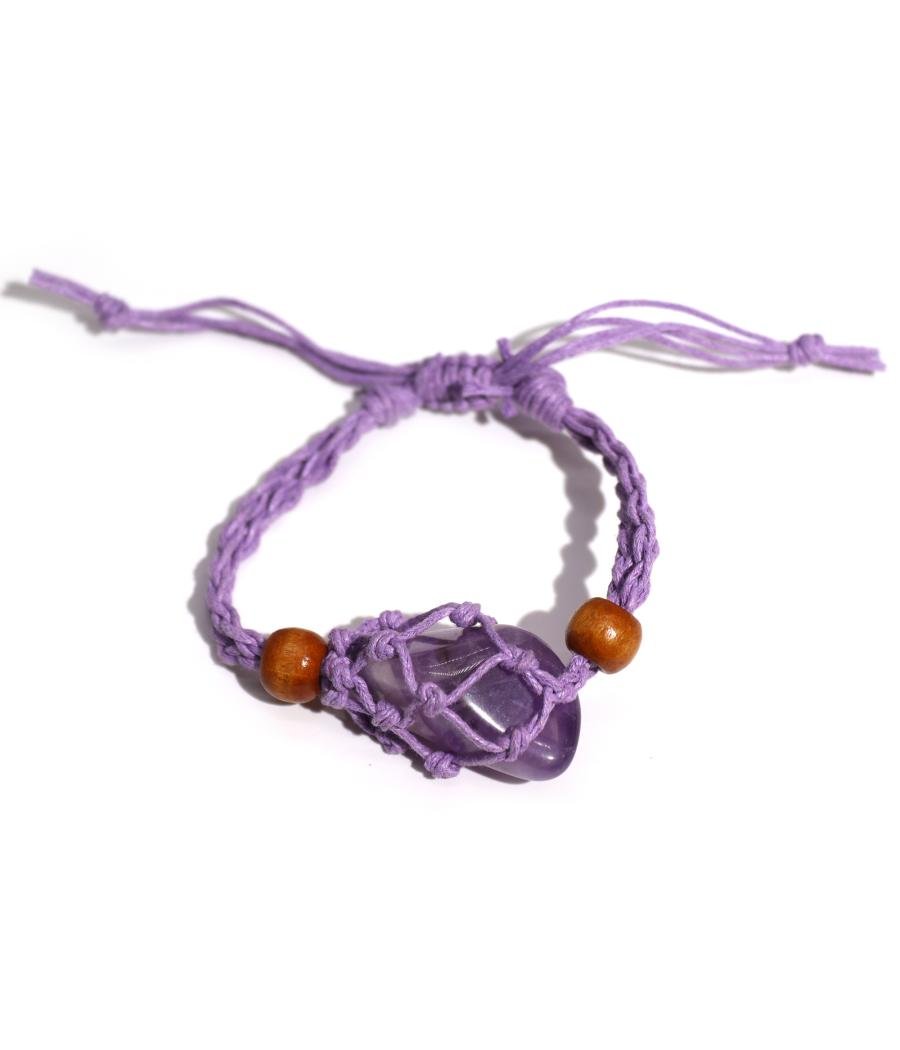 Pulsera de Macrame para Piedras Preciosas 20-28cm - Purpura