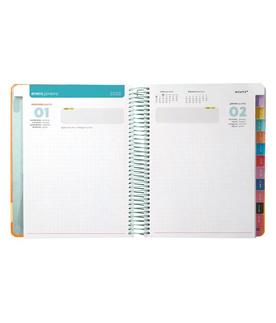 Agenda espiral antartik bold a5+ 2025 día página papel 80g