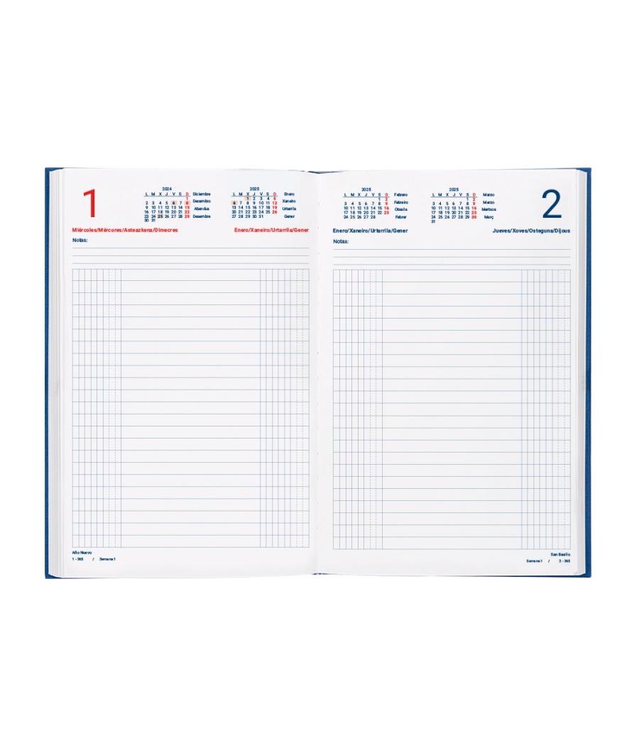 Agenda encuadernada liderpapel dietario 120 x 165 2025 día página color azul papel 70 gr