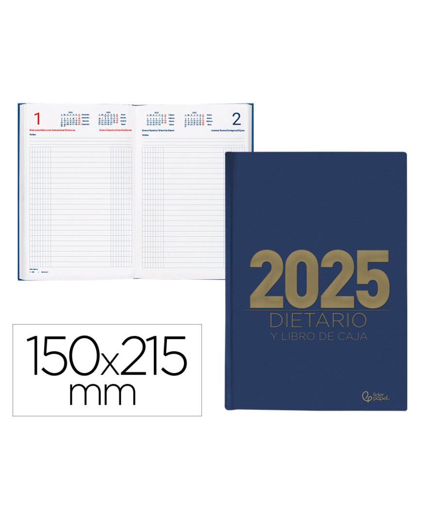 Agenda encuadernada liderpapel dietario 150 x 215 2025 día página color azul papel 70 gr