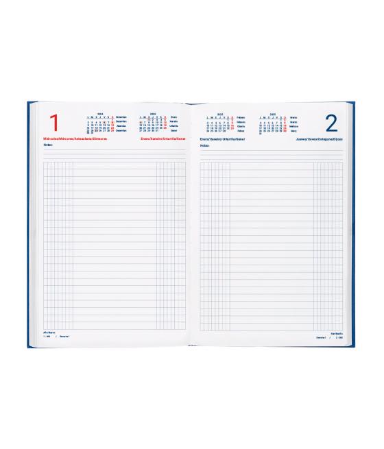 Agenda encuadernada liderpapel dietario 150 x 215 2025 día página color azul papel 70 gr