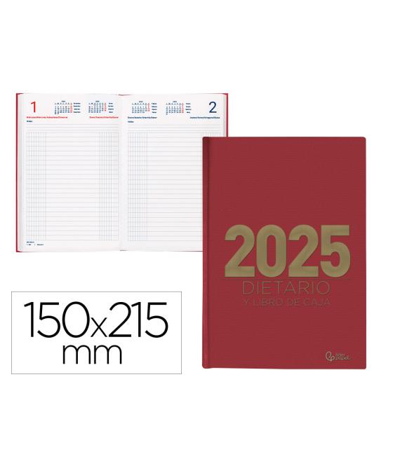 Agenda encuadernada liderpapel dietario 150 x 215 2025 día página color rojo papel 70 gr