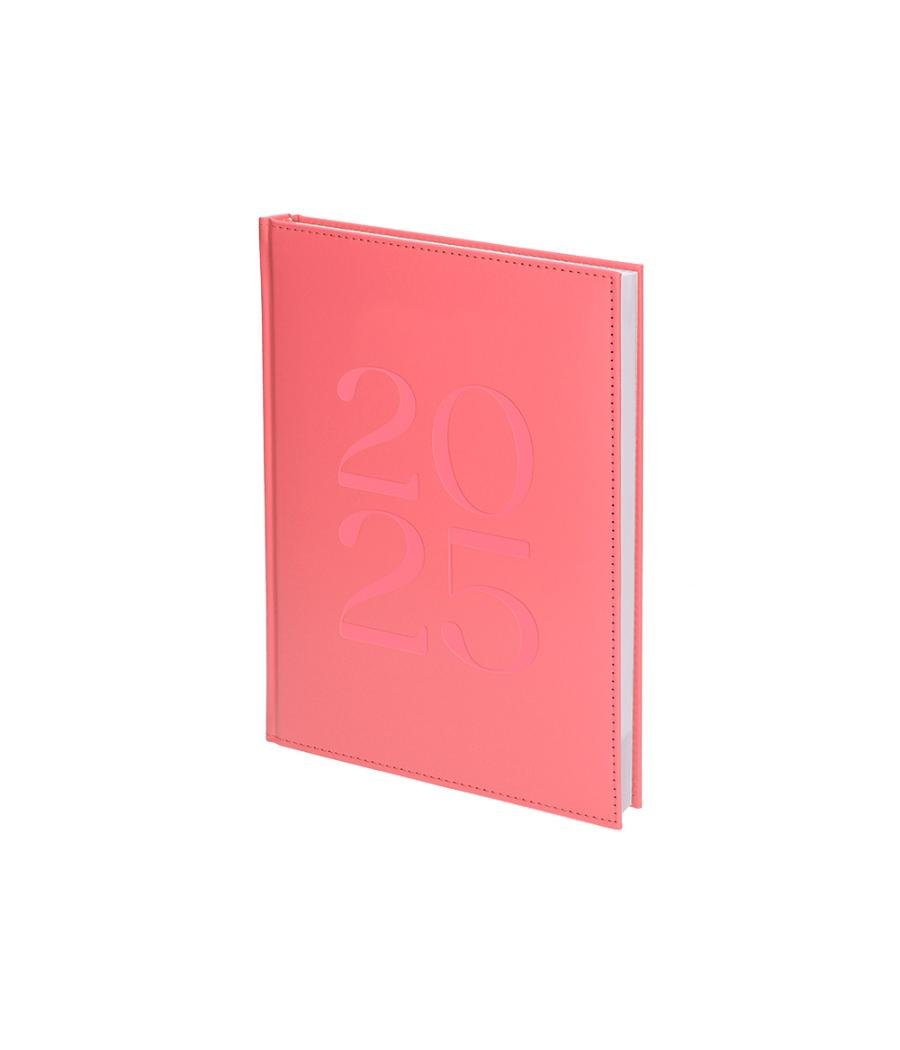 Agenda encuadernada liderpapel creta a5 2025 semana vista color rosa papel 70 gr