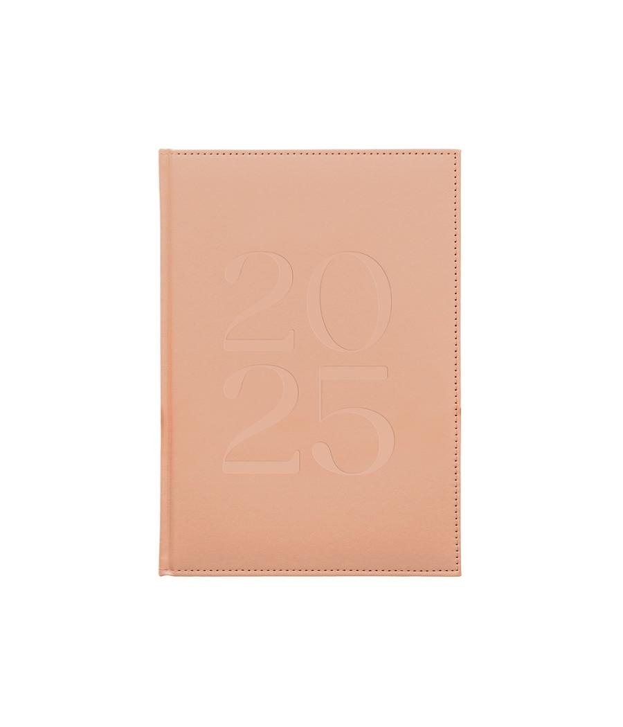 Agenda encuadernada liderpapel creta a5 2025 semana vista color rosa nude papel 70 gr