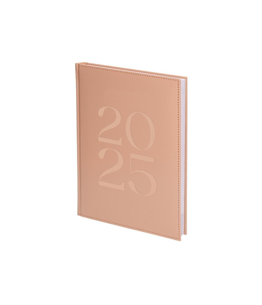 Agenda encuadernada liderpapel creta a5 2025 semana vista color rosa nude papel 70 gr