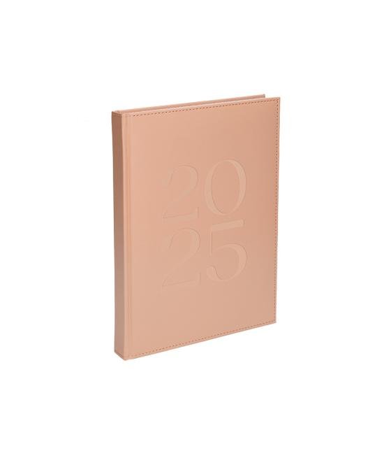 Agenda encuadernada liderpapel creta a5 2025 semana vista color rosa nude papel 70 gr