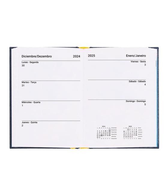 Agenda encuadernada liderpapel corfu a6 2025 día página azul papel 60 gr