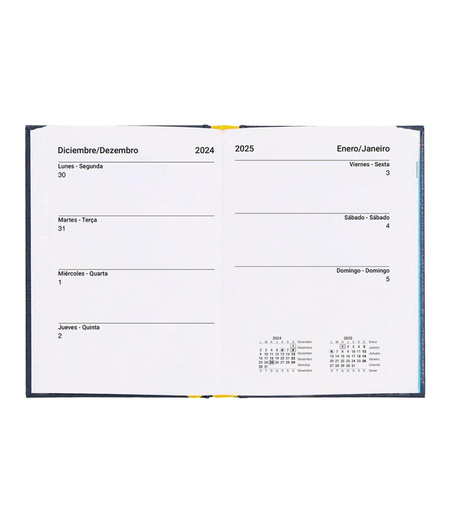 Agenda encuadernada liderpapel corfu a6 2025 día página azul papel 60 gr