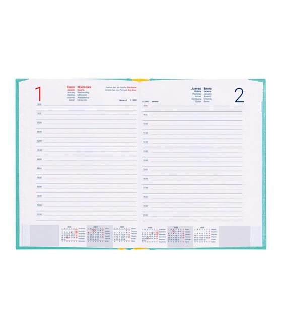 Agenda encuadernada liderpapel corfu a5 2025 dia pagina c olor verde menta papel 60 gr