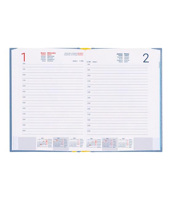 Agenda encuadernada liderpapel corfu a5 2025 día página color azul claro papel 60 gr