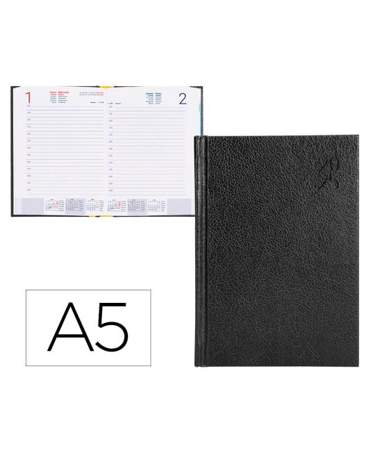 Agenda encuadernada liderpapel corfu a5 2025 día página negro papel 60 gr