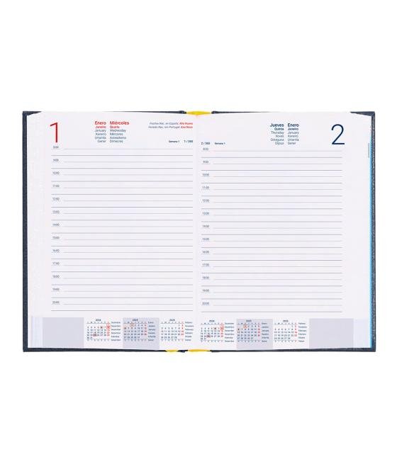 Agenda encuadernada liderpapel corfu a5 2025 día página azul papel 60 gr