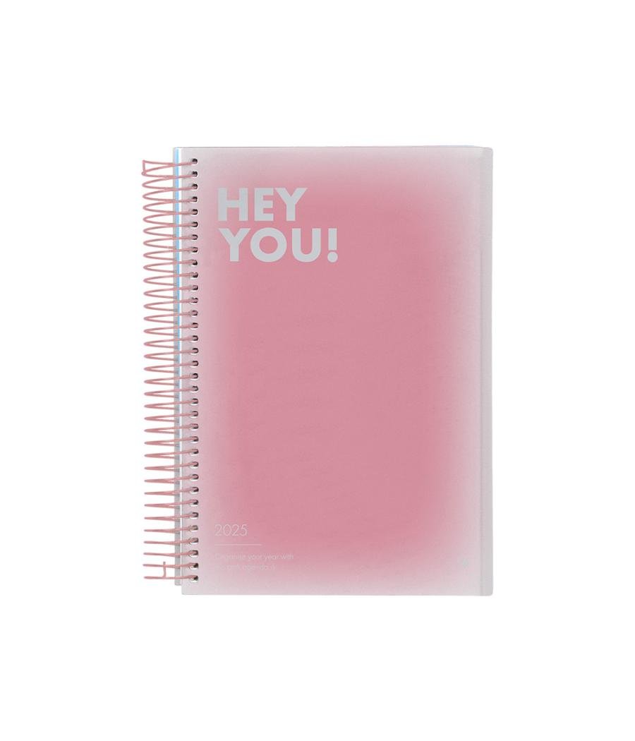 Agenda espiral liderpapel gazi a5 2025 día página color rosa papel 70 gr