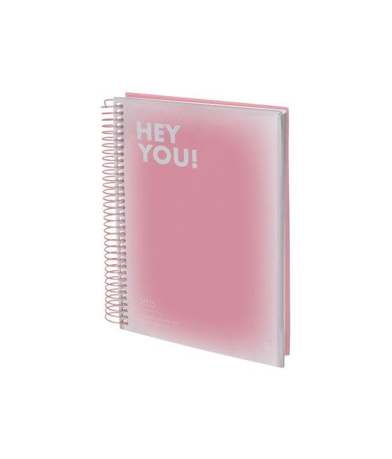 Agenda espiral liderpapel gazi a5 2025 día página color rosa papel 70 gr