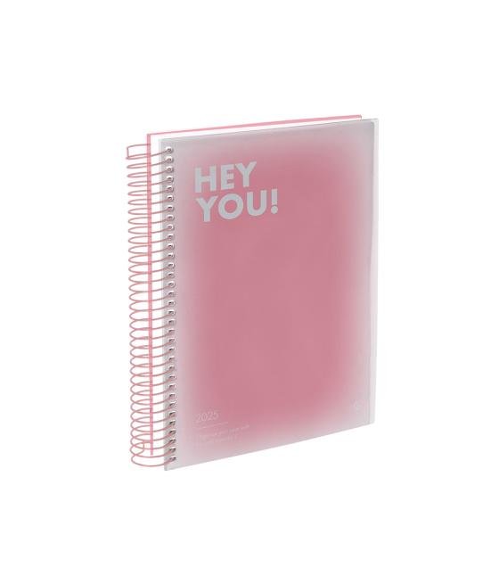 Agenda espiral liderpapel gazi a5 2025 día página color rosa papel 70 gr