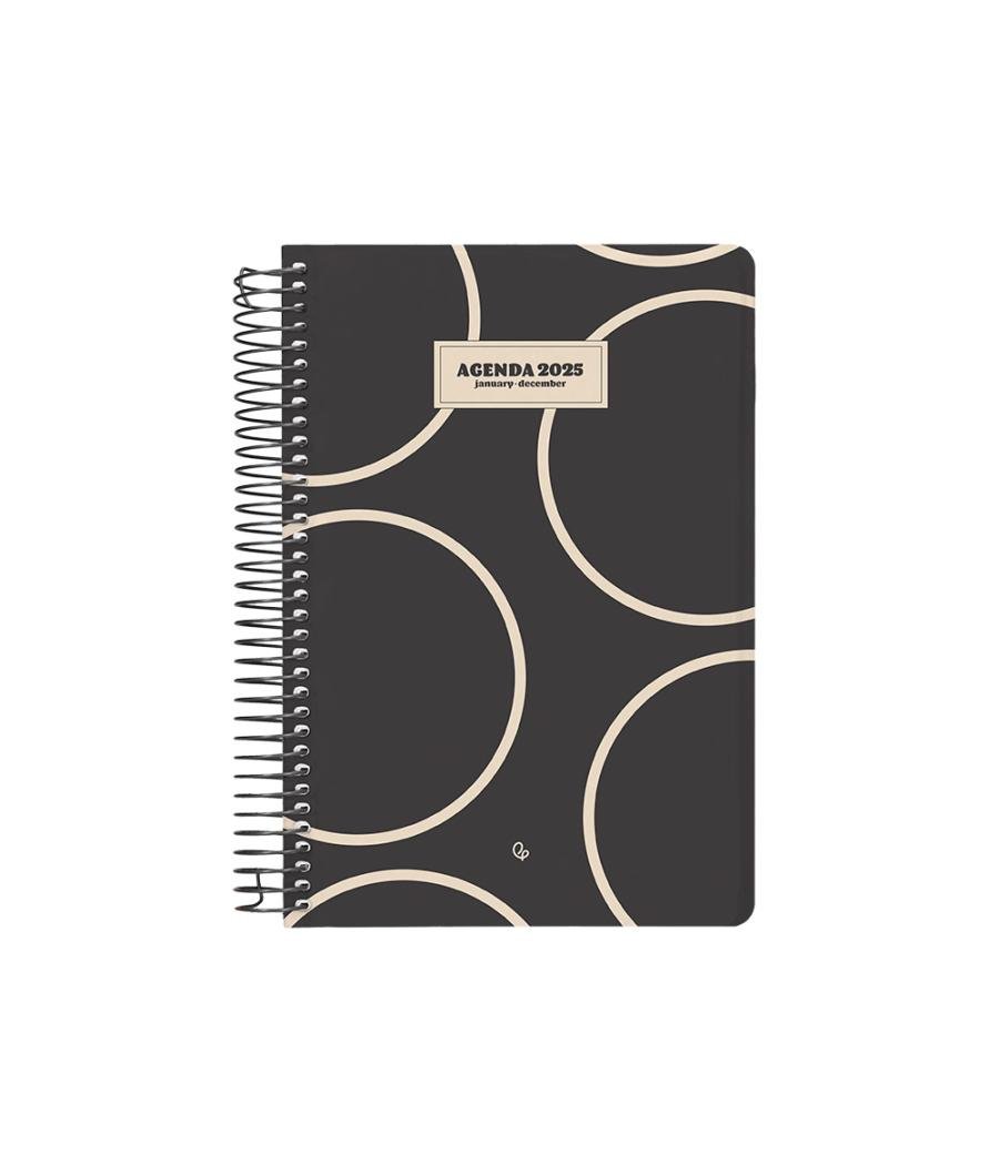 Agenda espiral liderpapel clas sic a6 2025 semana vista blanco y negro 2 papel 70 gr