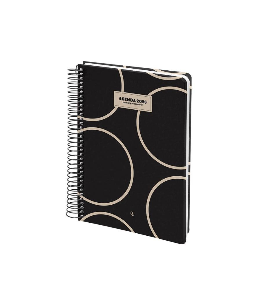 Agenda espiral liderpapel clas sic a6 2025 semana vista blanco y negro 2 papel 70 gr