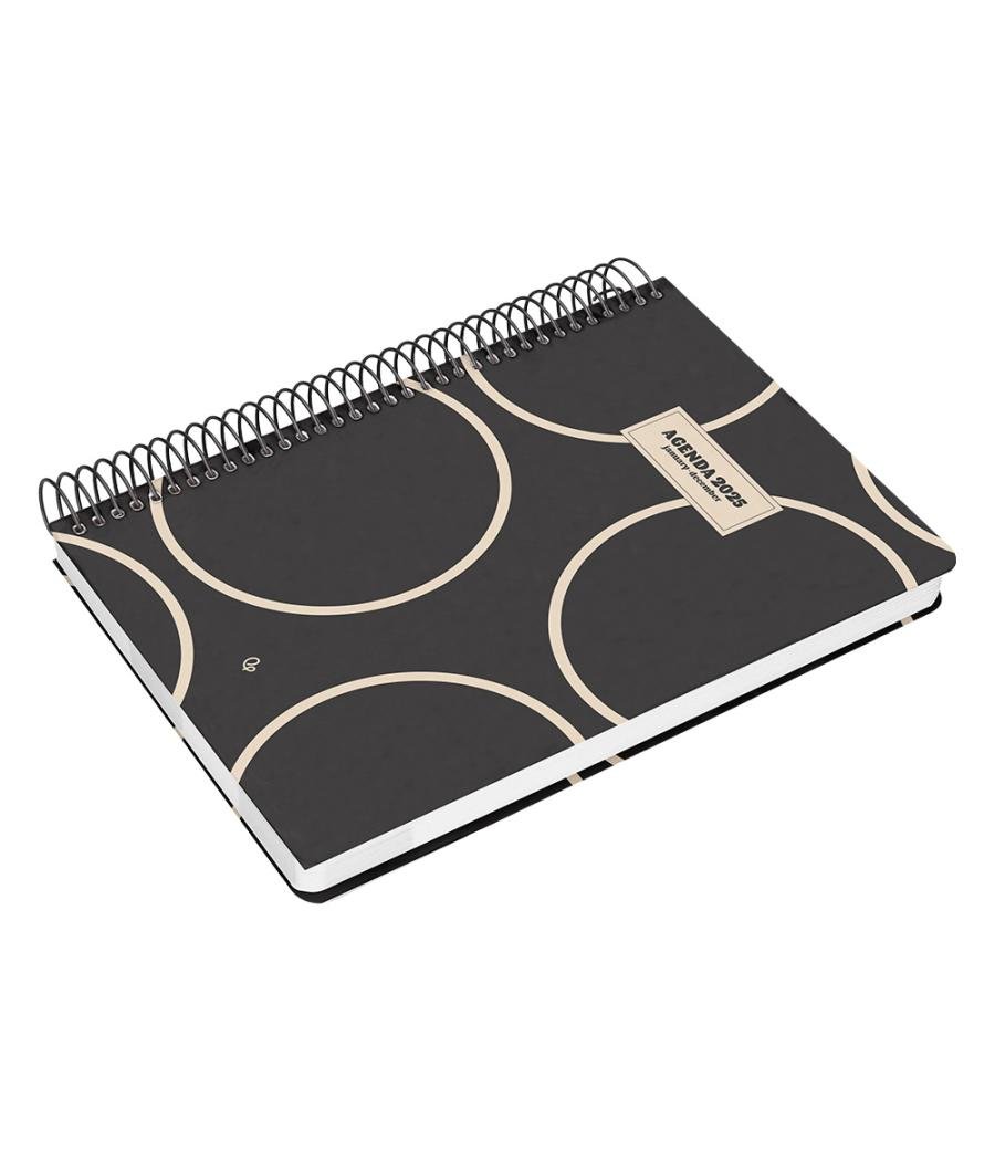 Agenda espiral liderpapel clas sic a6 2025 semana vista blanco y negro 2 papel 70 gr