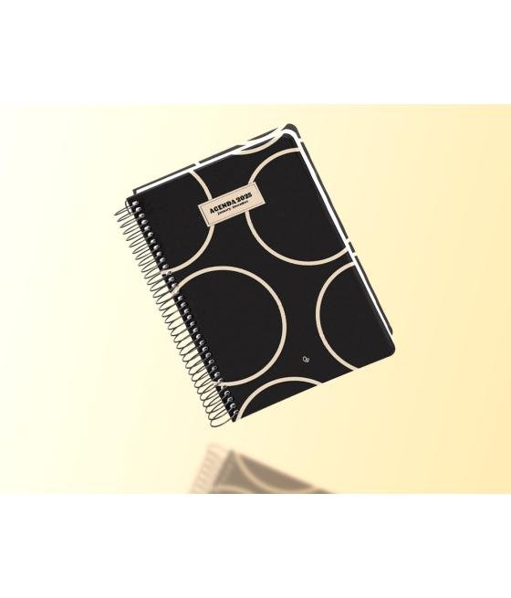 Agenda espiral liderpapel clas sic a6 2025 semana vista blanco y negro 2 papel 70 gr