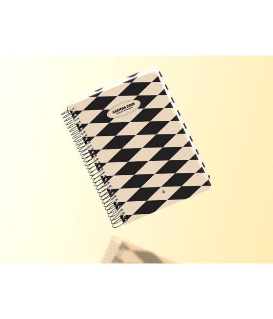 Agenda espiral liderpapel clas sic a6 2025 semana vista blanco y negro 1 papel 70 gr