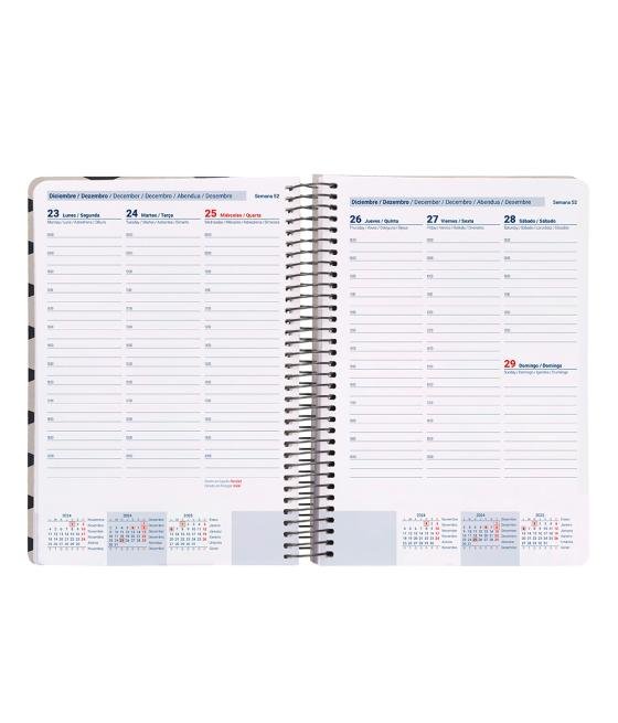 Agenda espiral liderpapel clas sic a5 2025 semana vista blanco y negro 1 papel 70 gr