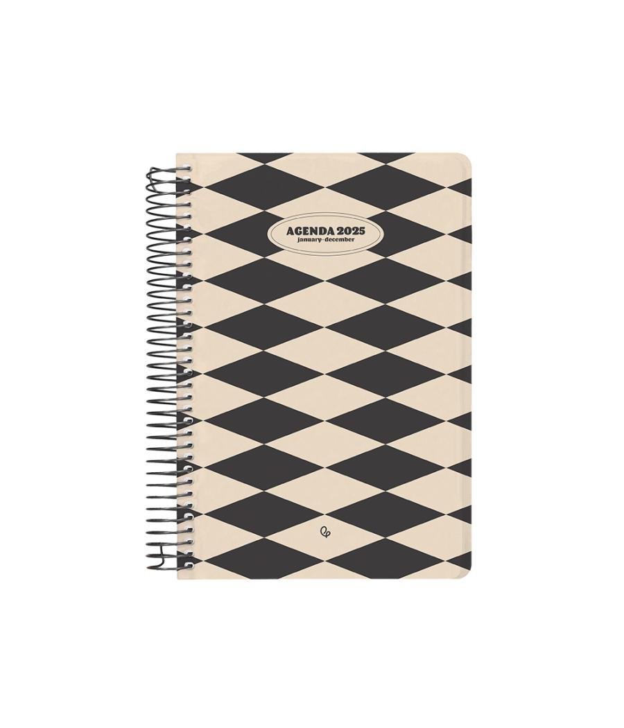 Agenda espiral liderpapel clas sic a5 2025 día página blanco y negro 1 papel 70 gr