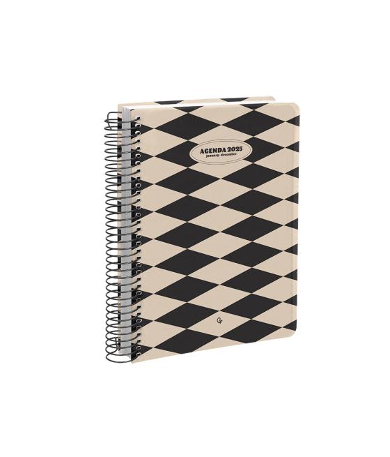 Agenda espiral liderpapel clas sic a5 2025 día página blanco y negro 1 papel 70 gr