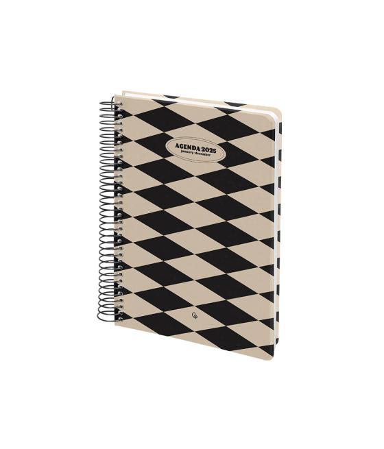 Agenda espiral liderpapel clas sic a5 2025 día página blanco y negro 1 papel 70 gr