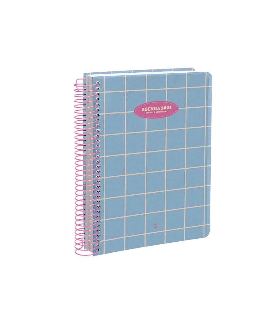 Agenda espiral liderpapel clas sic a5 2025 día página light color azul papel 70 gr