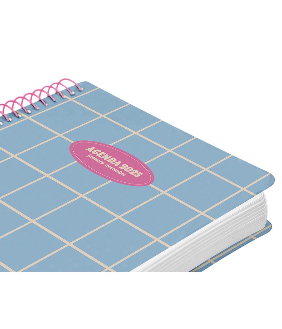 Agenda espiral liderpapel clas sic a5 2025 día página light color azul papel 70 gr