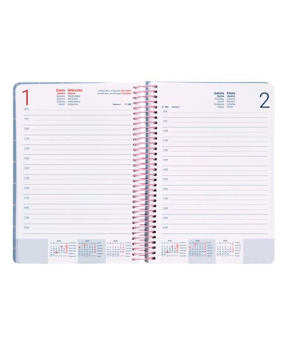 Agenda espiral liderpapel clas sic a5 2025 día página light color azul papel 70 gr