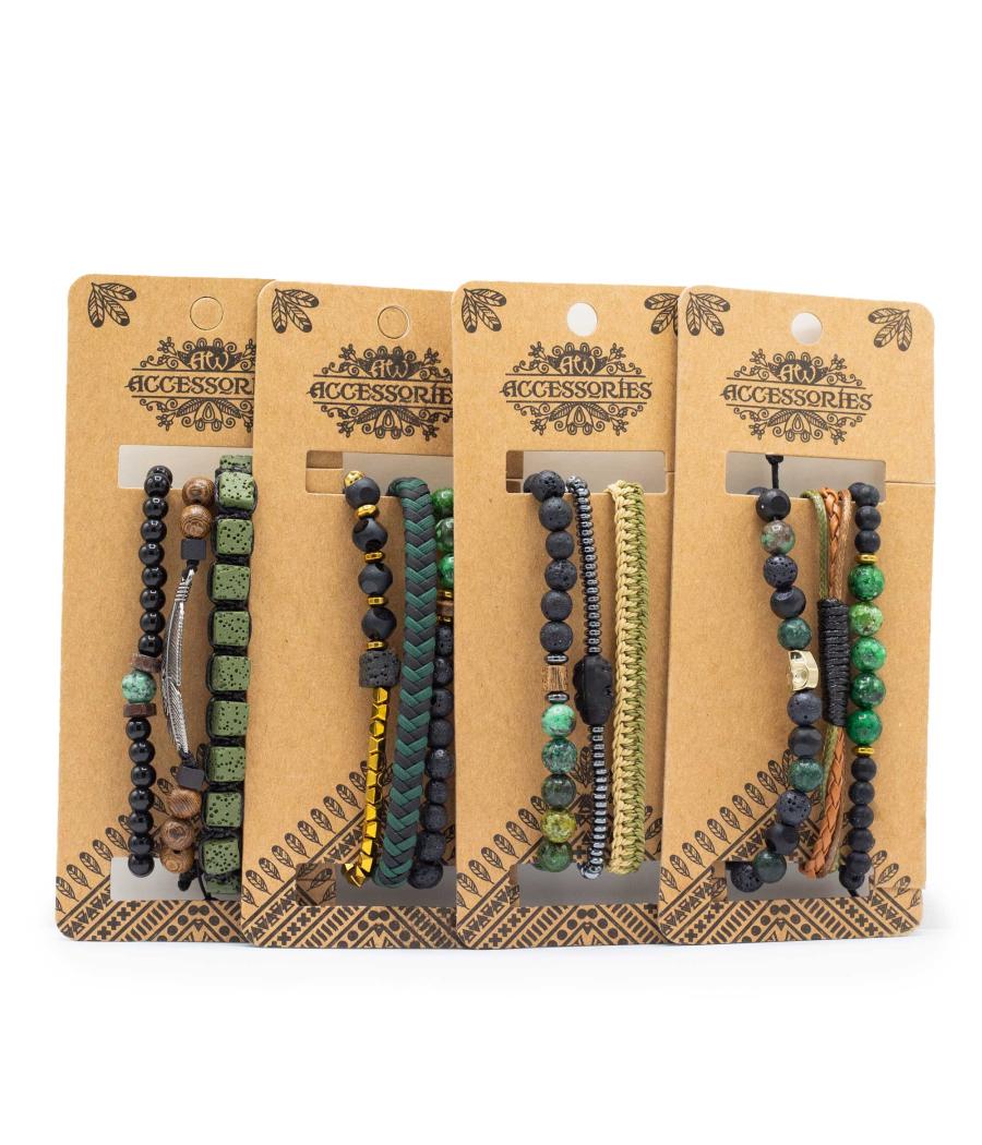 Set de Pulseras para Hombre - Verde Exterior