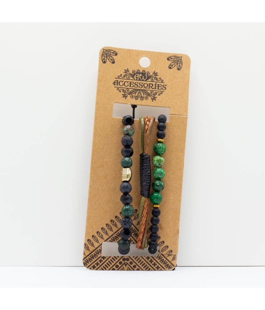 Set de Pulseras para Hombre - Verde Exterior