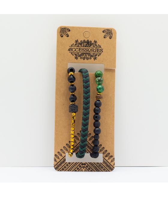 Set de Pulseras para Hombre - Verde Exterior