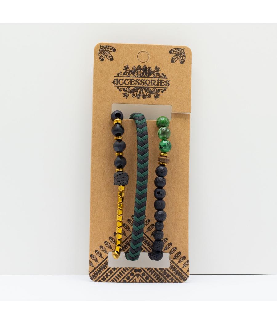 Set de Pulseras para Hombre - Verde Exterior