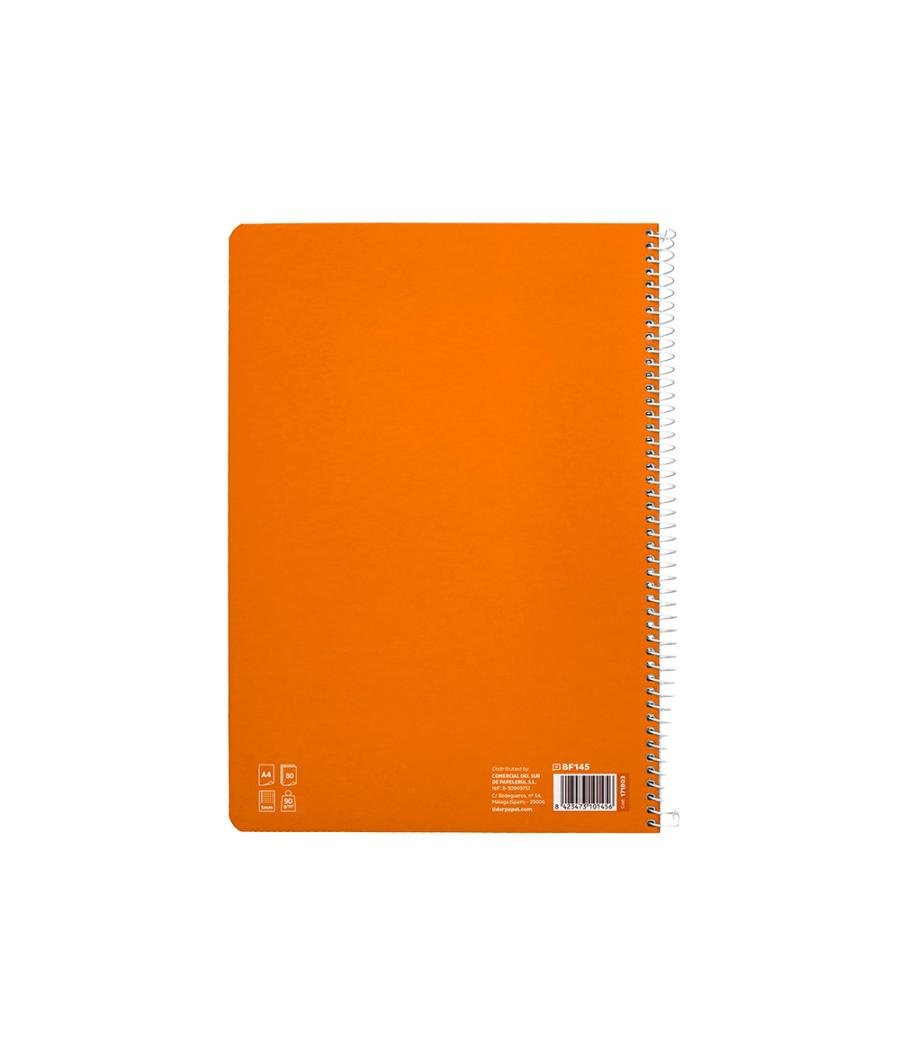 Cuaderno espiral liderpapel di n a4 pautaguia tapa dura 80h 90 gr cuadro pautado 5mm color naranja