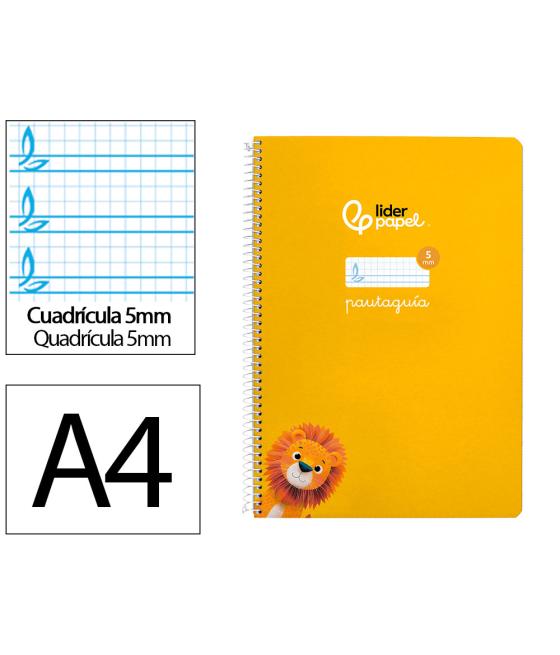 Cuaderno espiral liderpapel di n a4 pautaguia tapa dura 80h 90 gr cuadro pautado 5mm color amarillo