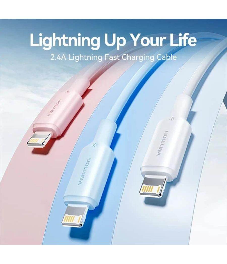 Cable usb 2.0 lightning vention lambh/ usb macho - lightning macho/ 480mbps/ 2m/ negro