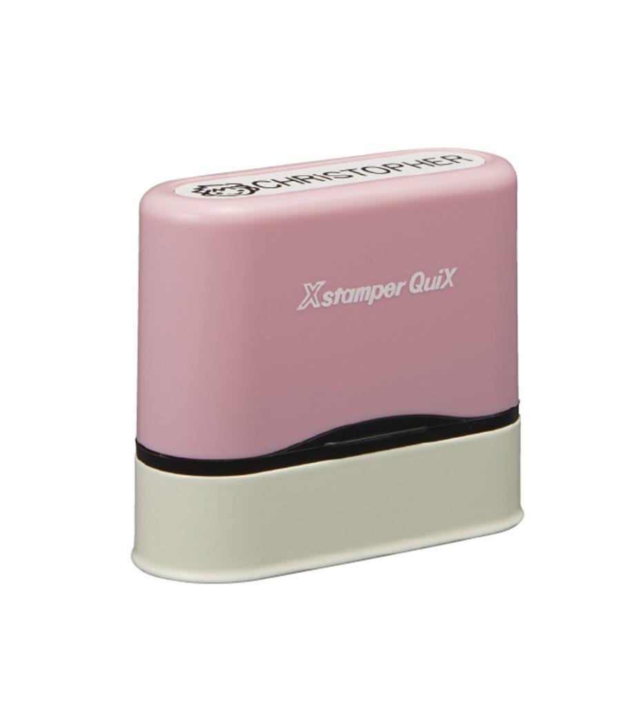 Sello x stamper quix nombre personalizable color rosa 9,5x46 mm qn41