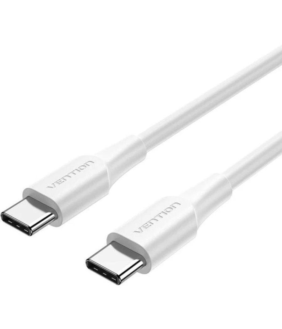 Cable usb 2.0 tipo-c 3a vention trcwh/ usb tipo-c macho - usb tipo-c macho/ hasta 60w/ 480mbps/ 2m/ blanco